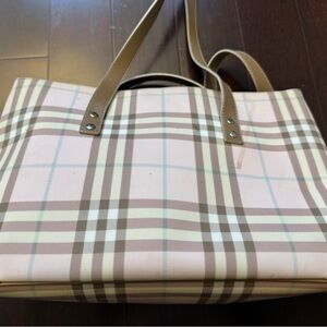 Burberry Pink and Brown Plaid Tote